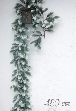 Trend24 Guirlandes></noscript>Guirlande - Kerst Guirlande - Kerstguirlande - Kerstslinger - Deurkrans - Dennenslinger - Kerstslinger - Dennentak - 180 Cm (360 Cm Samen) - Groen - Wit - 2 Stuks