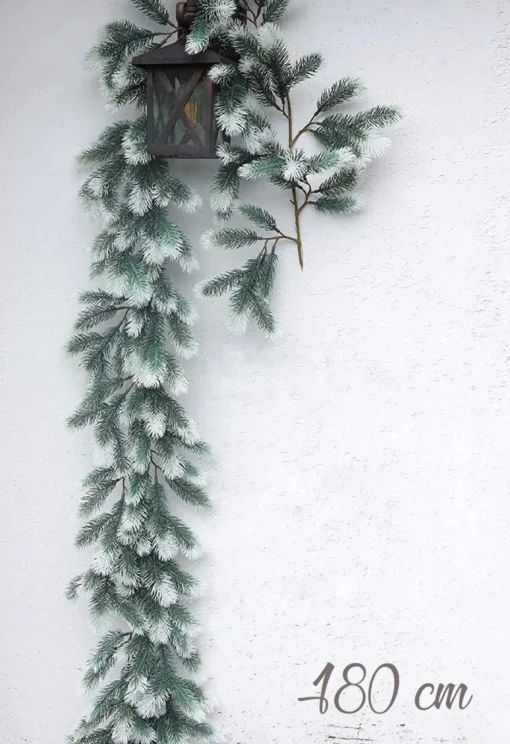 Trend24 Guirlandes>Guirlande - Kerst Guirlande - Kerstguirlande - Kerstslinger - Deurkrans - Dennenslinger - Kerstslinger - Dennentak - 180 Cm (360 Cm Samen) - Groen - Wit - 2 Stuks
