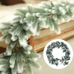 Trend24 Guirlandes>Guirlande - Kerst Guirlande - Kerstguirlande - Kerstslinger - Deurkrans - Dennenslinger - Kerstslinger - Dennentak - 180 Cm - Groen - Wit - 1 Stuk