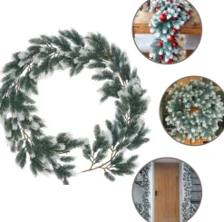 Trend24 Guirlandes>Guirlande - Kerst Guirlande - Kerstguirlande - Kerstslinger - Deurkrans - Dennenslinger - Kerstslinger - Dennentak - 180 Cm - Groen - Wit - 1 Stuk