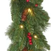 Our Nordic Christmas Guirlandes>Guirlande 274Cm Kerst Groen Met Rode Bessen En 50 Led Lichtjes