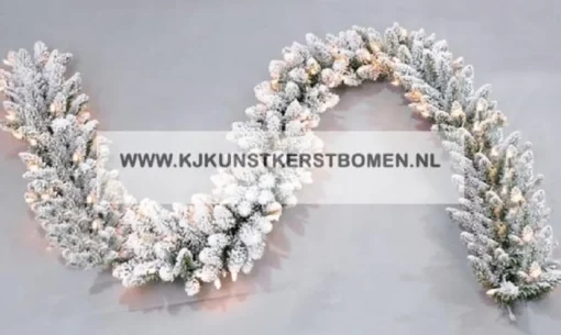 KJ Kunstkerstbomen Guirlandes>Guirlande Flock Besneeuwd Met Warme Led Verlichting - Dakota Guirlande Flock Led Max 5X Koppelbaar