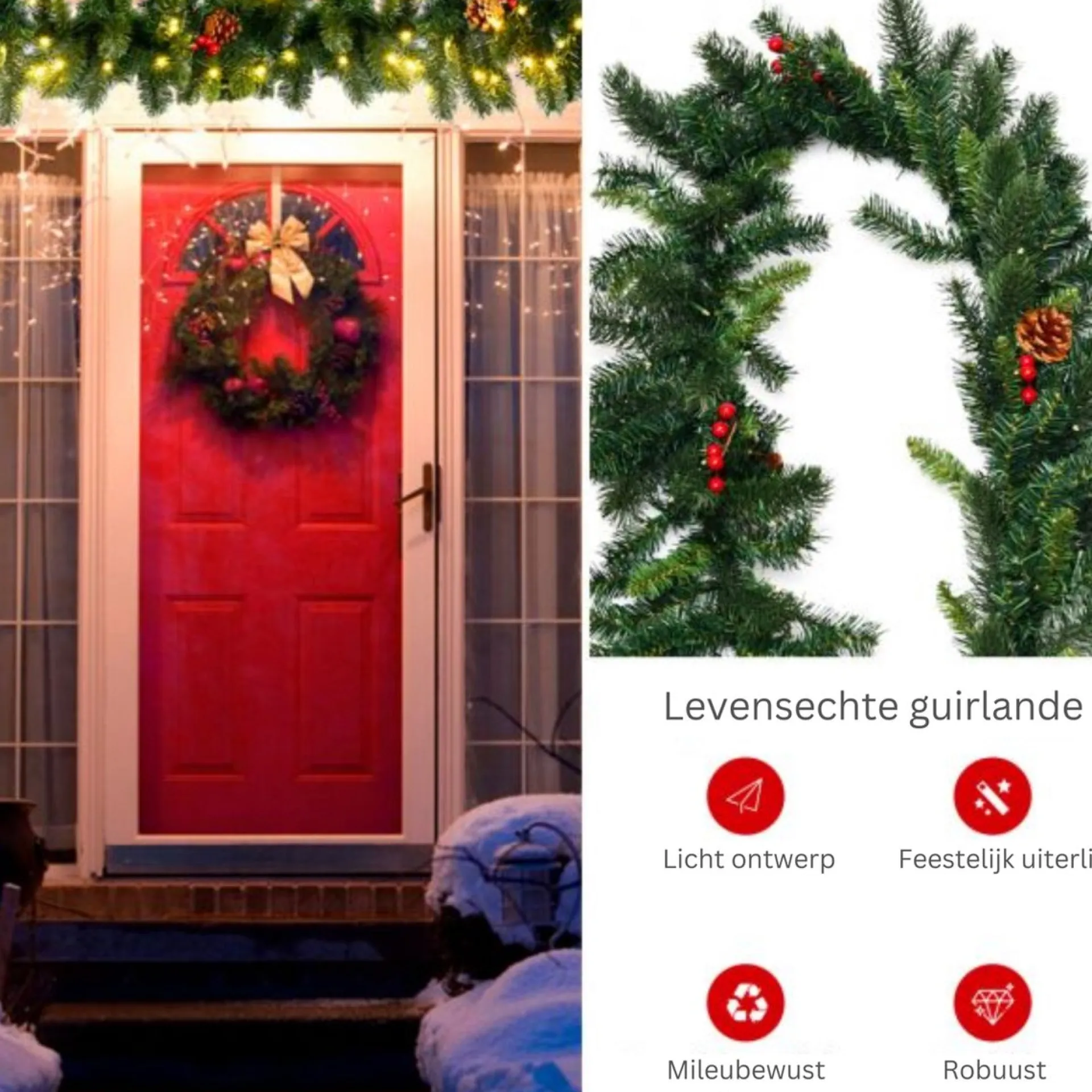 ChristmasGoodz Guirlande Met Verlichting - Guirlande - Kerstguirlande - Kerstverlichting Buiten - Kerstversiering - Kerst - 2.7 Meter - 100 Led's Flash Sale