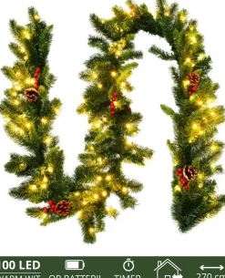 ChristmasGoodz Guirlande Met Verlichting - Guirlande - Kerstguirlande - Kerstverlichting Buiten - Kerstversiering - Kerst - 2.7 Meter - 100 Led's Flash Sale