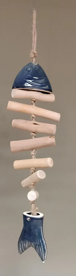 Gilde handwerk Guirlandes></noscript>Guirlande Vis Drijfhout Keramiek 57 Cm Beach Hanger