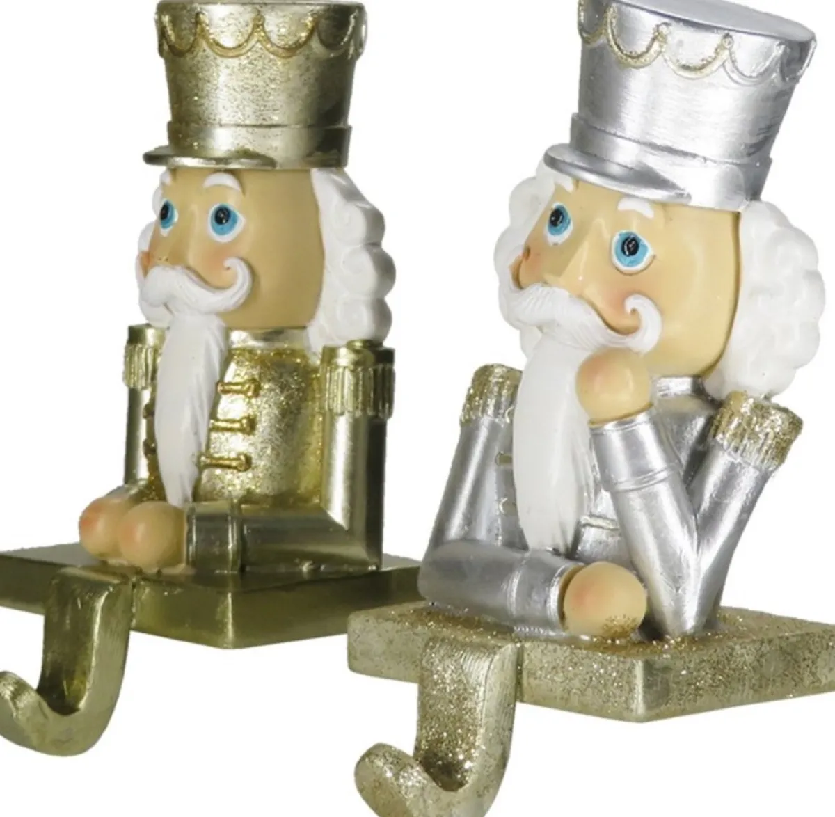 Trendybywave Kerstsokken>Haak Kerstsok Set Van 2 Notenkraker 12 Cm Goudkleurig Kunststof Kerstdecoratie