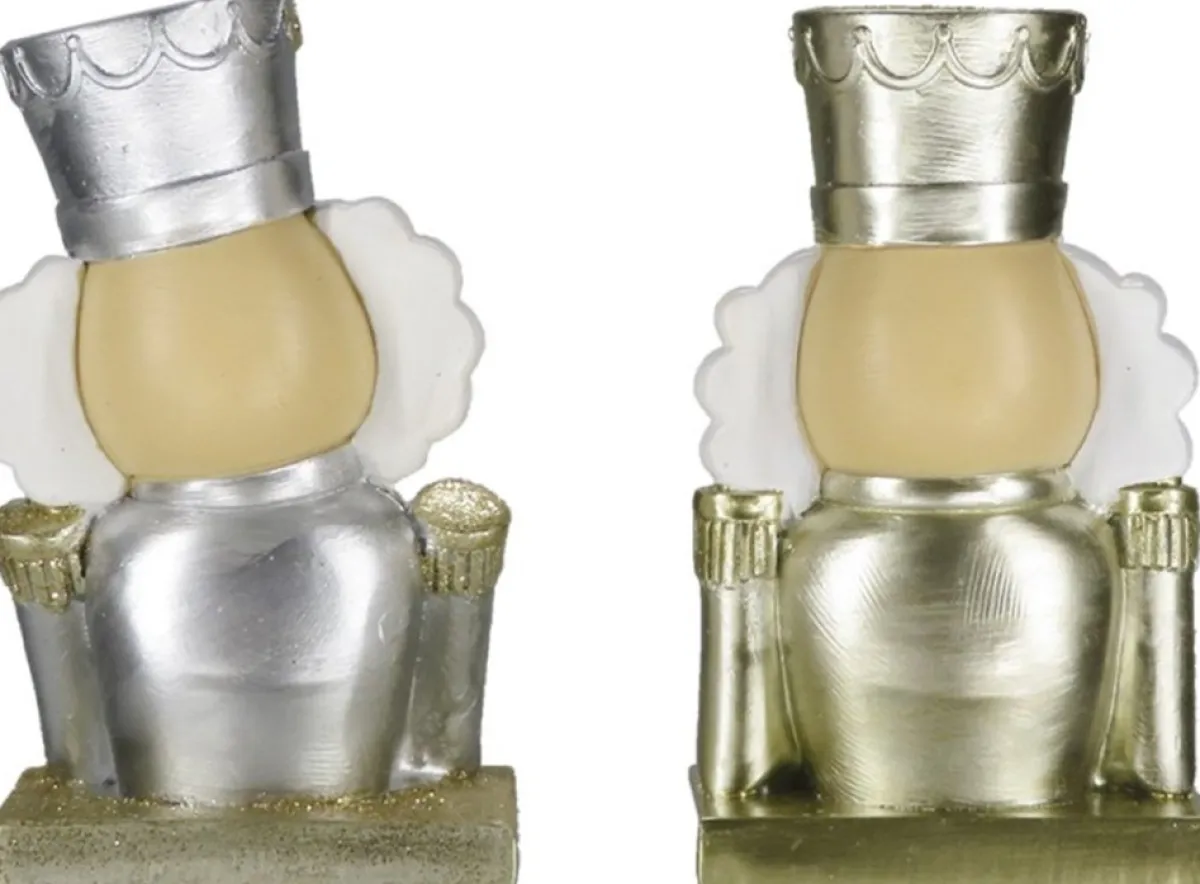 Trendybywave Kerstsokken>Haak Kerstsok Set Van 2 Notenkraker 12 Cm Goudkleurig Kunststof Kerstdecoratie