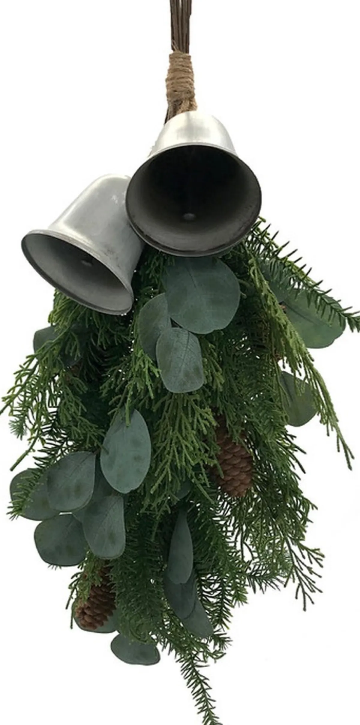 House of Nature Kerststukjes>Hanger Dennentak Met Eucalyptus Met Metalen Bellen 60Cm