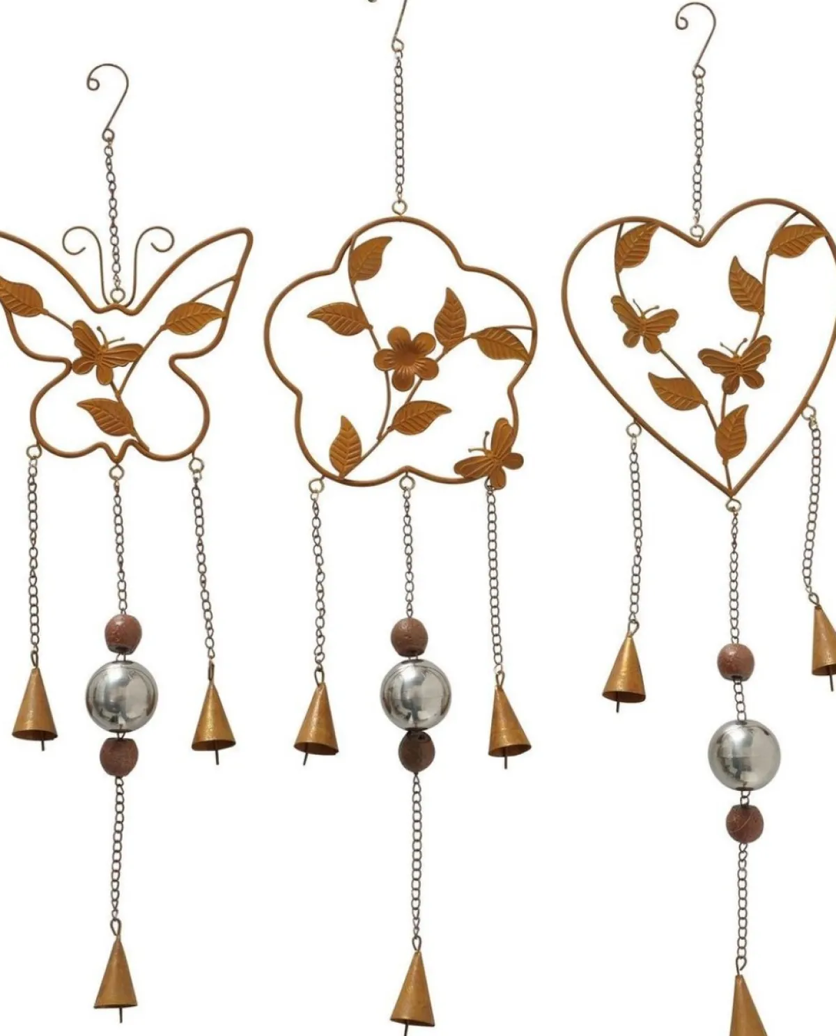 Extra Guirlandes>Hanger Guirlande Vlinder Bloem Met Belletjes Set Van 3 Stuks Tuin Of In Huis