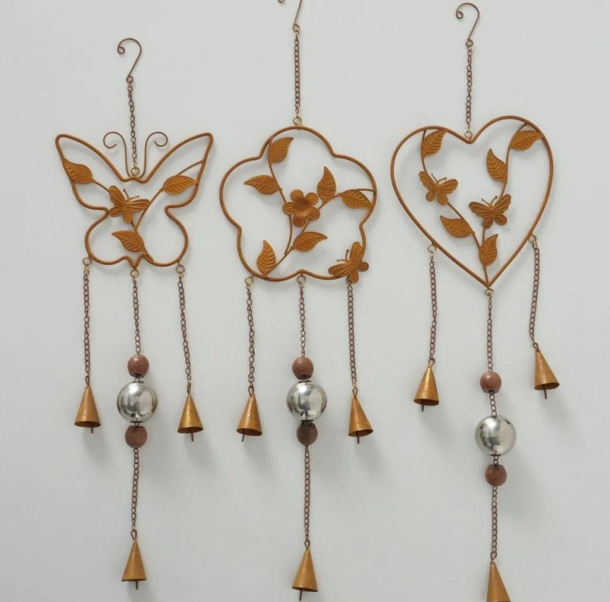 Extra Guirlandes>Hanger Guirlande Vlinder Bloem Met Belletjes Set Van 3 Stuks Tuin Of In Huis