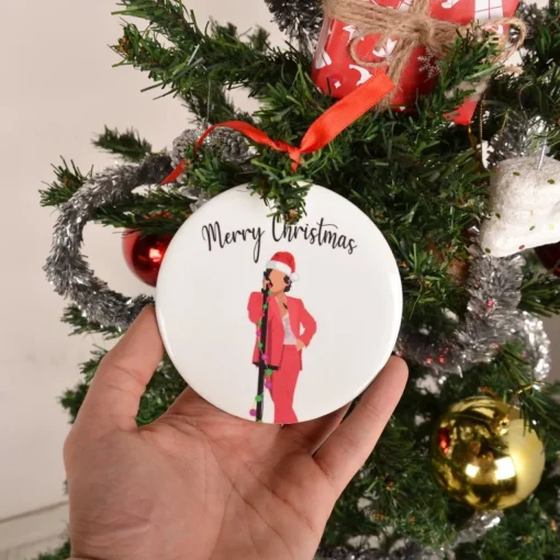 Merkloos Kersthanger>Harry Style Christmas Ornament - Ceramic Ornament - Merry Christmas -Kerstversieringen - Kerstcadeaus - Kersthanger - White