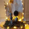 Juuls Gift Shop (merkloos) Kerststallen>Hippe Handgemaakte Kerststal Met Kokosblad En Met Kerstfiguren_Ledverlichting