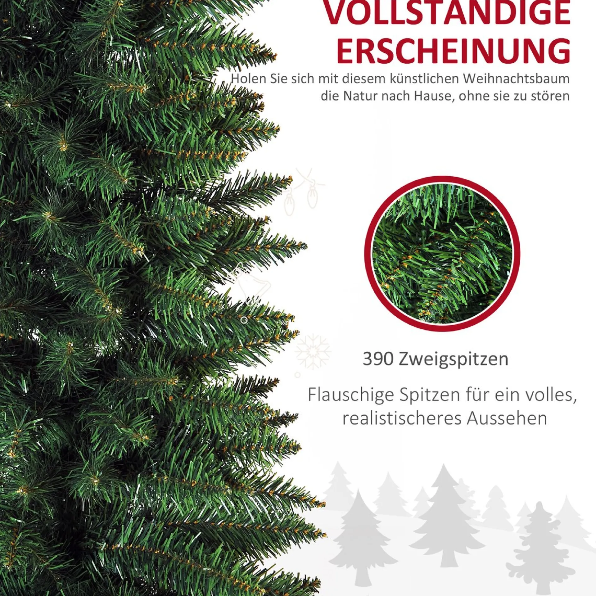 Homcom Kerstboom 390 Takpunten Dennenboom Met Kunststof Standaard 830-182 New