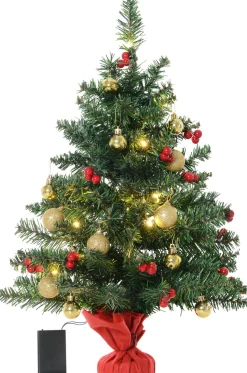 Homcom Kerstboom Met Hulstbessen, Ballen En Led-Verlichting Kerstboom Groen 830-257 Sale