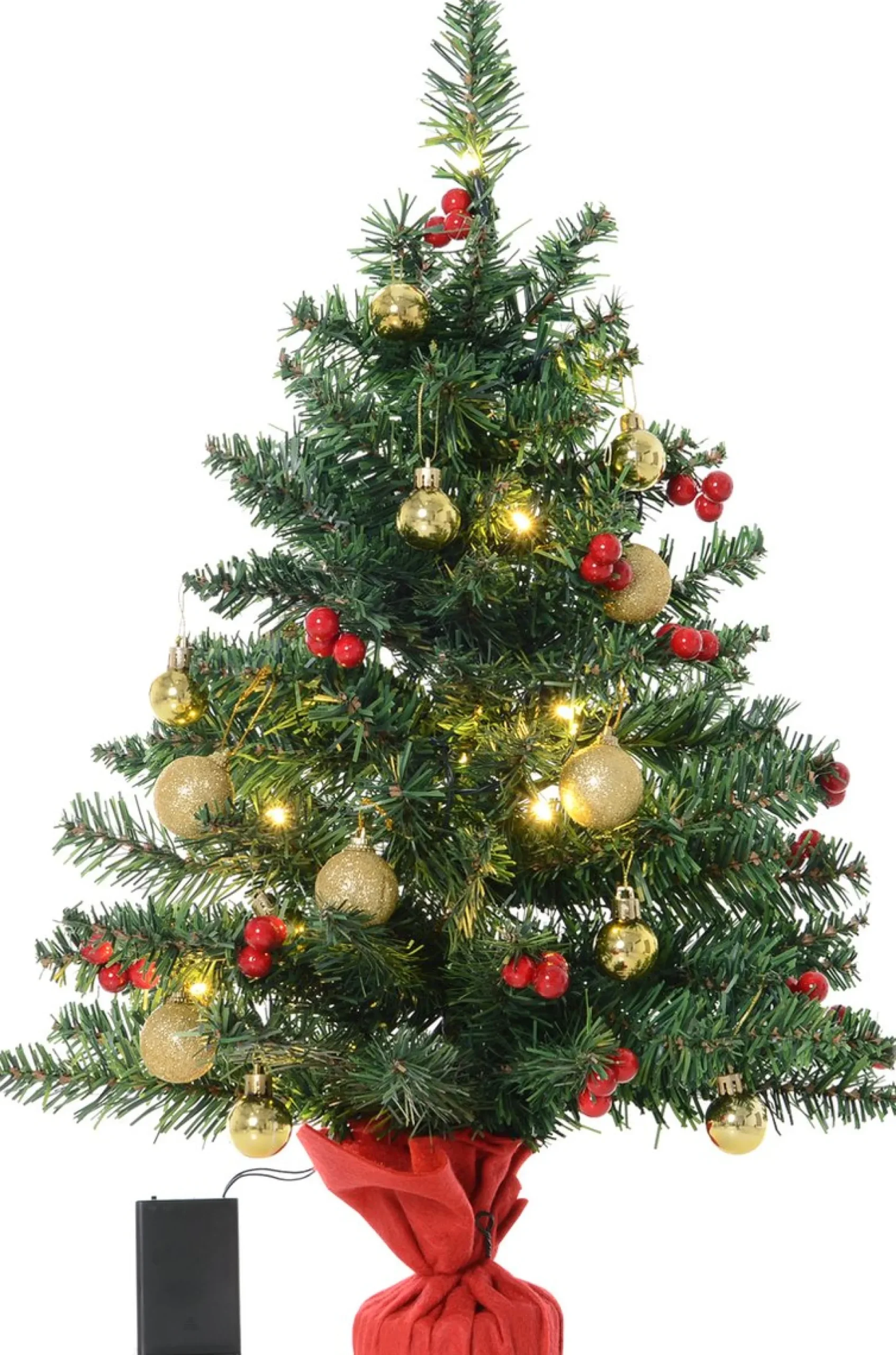 Homcom Kerstboom Met Hulstbessen, Ballen En Led-Verlichting Kerstboom Groen 830-257 Sale