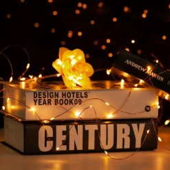 Homèlle Homelle Lichtsnoer - Warm Wit - Werkt Op Batterijen - Koperen Lichtslinger - 10 Meter - 100 Led's - Kerstverlichting Buiten - Kerstversiering - Sfeerlichtjes - Decoratie - Tuinverlichting - Buitenverlichting - Binnen & Buiten Best