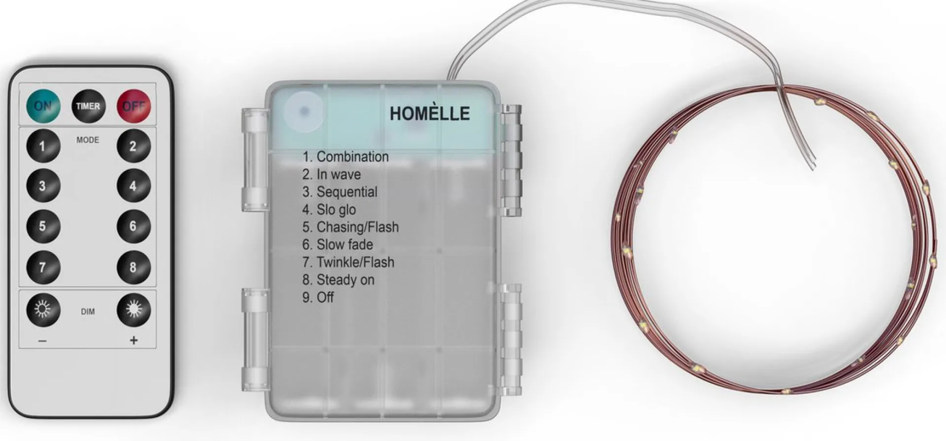 Homèlle Homelle Lichtsnoer - Warm Wit - Werkt Op Batterijen - Koperen Lichtslinger - 10 Meter - 100 Led's - Kerstverlichting Buiten - Kerstversiering - Sfeerlichtjes - Decoratie - Tuinverlichting - Buitenverlichting - Binnen & Buiten Best