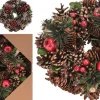 home style Kerstkransen>Homestyle Krans Met Dennenappels - Kerstversiering - 27X27X9 Cm