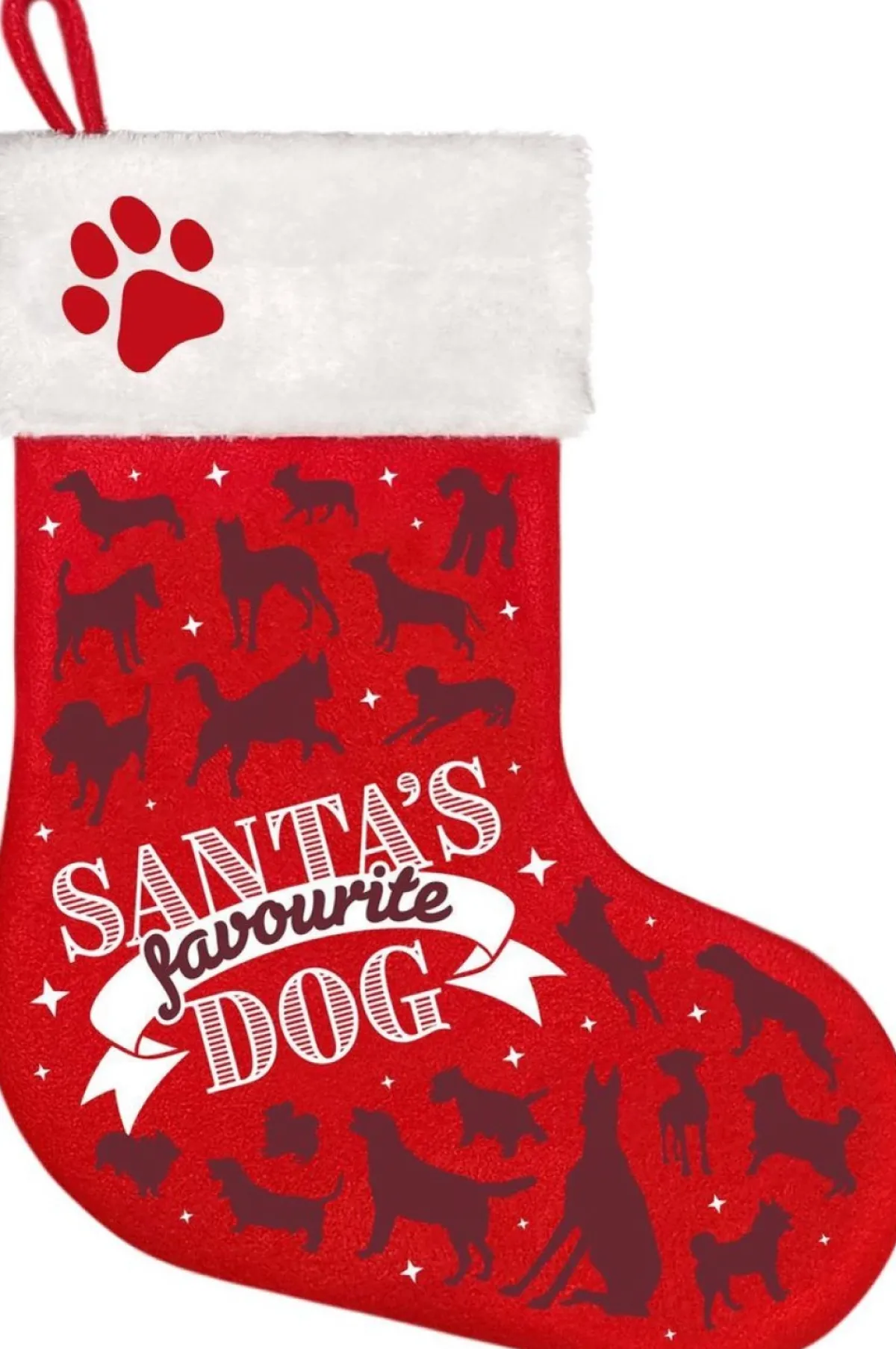 Plenty Gifts Kerstsokken>Honden Kerstsok - Kerst Stocking Santa's Favourite Dog Sok Hond - Rood