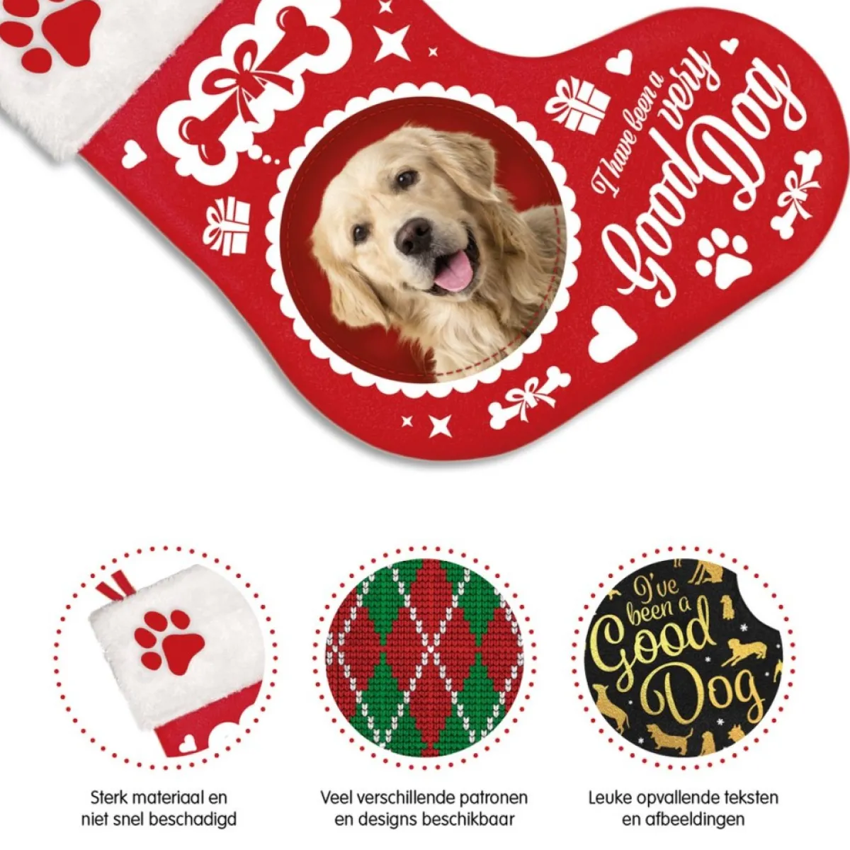 Plenty Gifts Kerstsokken>Honden Kerstsok - Kerst Stocking Santa's Favourite Dog Sok Hond - Rood