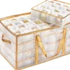 Songmics Hoppa! Kerstbaldozen Kerstversiering 128 Vakken Verstelbare Verdelers 67 X 34 X 34Cm Semi-Transparant Goud Best