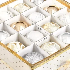 Songmics Hoppa! Kerstbaldozen Kerstversiering 128 Vakken Verstelbare Verdelers 67 X 34 X 34Cm Semi-Transparant Goud Best