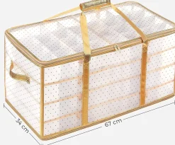 Songmics Hoppa! Kerstbaldozen Kerstversiering 128 Vakken Verstelbare Verdelers 67 X 34 X 34Cm Semi-Transparant Goud Best