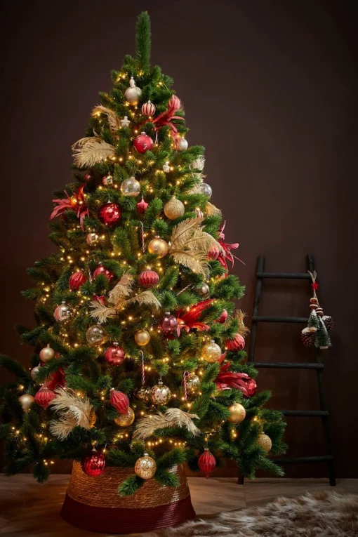 House of Seasons Kerstboomrok - H26 X O58 Cm - Zeegras Donkerrood Store