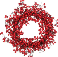 House of Seasons Kerstkransen> Stirling Kerstkrans Bessen - O50 Cm - Foam - Rood