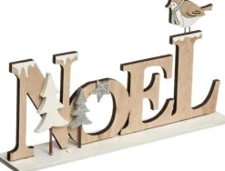 Feeric lights u0026 Christmas Kerststukjes>Houten Decoratie Voor Kerst: Noel Letters Met Kerstboompjes En Vogeltje