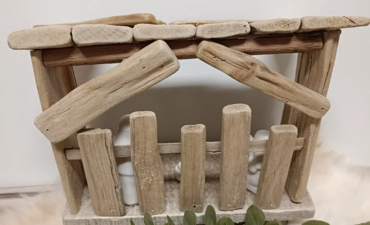 Dream-Living Kerststallen>Houten Kerststal - 6 Delig Keramiek Naturel/Wit