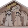 Merkloos Kerststallen>Houten Triplex Kinder Kerststallen Met 6 Figuren Beeldjes / Beelden 32,5 Cm Kerstdecoraties
