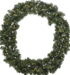 Decoris Kerstkransen>Imperial Kerstkrans - Diameter 60 Cm - 50 Warm Led Lampjes - 200 Takken- Op Batterijen