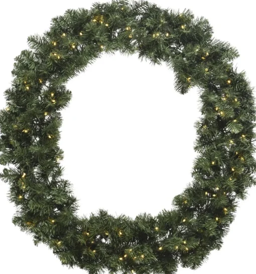 Decoris Kerstkransen>Imperial Kerstkrans - Diameter 60 Cm - 50 Warm Led Lampjes - 200 Takken- Op Batterijen