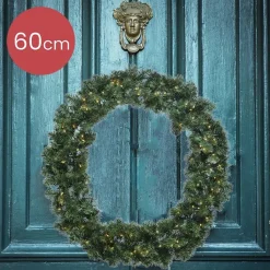 Decoris Kerstkransen></noscript>Imperial Kerstkrans - Diameter 60 Cm - 50 Warm Led Lampjes - 200 Takken- Op Batterijen