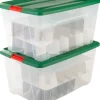 IRIS Kerstballen Box - 45 L - Kunststof - Transparant/Groen/Rood - 2 Stuks - Inclusief Inlay Voor 48 Kerstballen Cheap