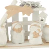 J-Line Kerststallen> Kerststal Hout/Poly Wit/Beige Small