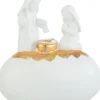J-Line Kerststallen> Kerststal Maria Jozef Op Steen Resine Wit/Goud