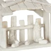J-Line Kerststallen> Kerststal Plat Dak Hout/Keramiek Wit