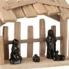J-Line Kerststallen> Kerststal Plat Dak Hout/Keramiek Naturel/Zwart