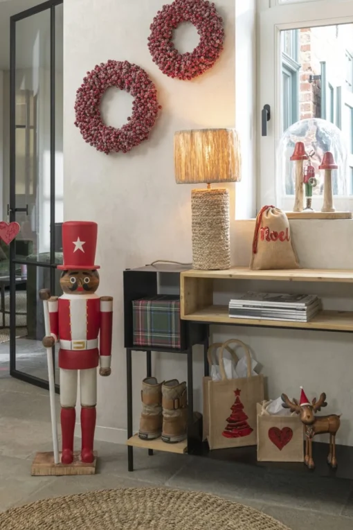 J-Line Kerstkransen> Krans Rond Bessen Plastiek Rood Large