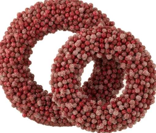 J-Line Kerstkransen> Krans Rond Bessen Plastiek Rood Large