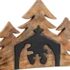 J-Line Kerststallen> Kribbe Bomen Hout Zwart/Naturel Xl