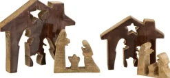 J-Line Kerststallen></noscript> Kribbe Huis Hout Bruin/Naturel Large