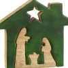 J-Line Kerststallen> Kribbe Huis Hout Groen/Naturel Large