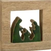 J-Line Kerststallen> Kribbe Vierkant Hout Groen/Naturel Small