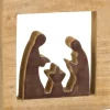 J-Line Kerststallen> Kribbe Vierkant Hout Bruin/Wit Large