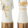 J-Line Kerststallen> Maria En Jozef Op Voet Ijzer/Hout Wit/Goud Assortiment Van 2