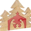 J-Line Kerststallen> Puzzel Kerststal Mango Hout Rood L
