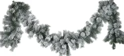 J-Line Kerstkransen> Slinger Ophangend Met 2 Kwastjes Deco Besneeuwd Plastiek Wit